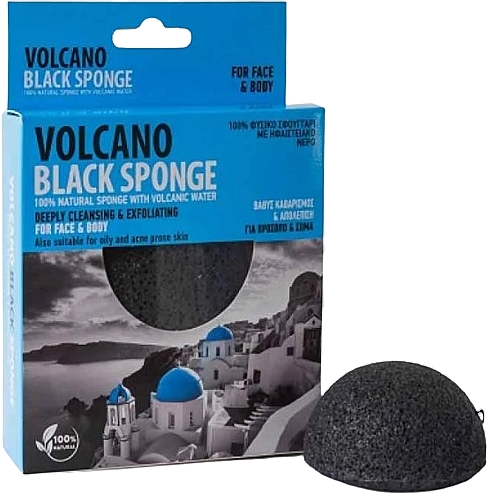 Спонж для вмивання конжаковий, 7.5 см - Santo Volcano Spa Volcano Black Sponge — фото N1