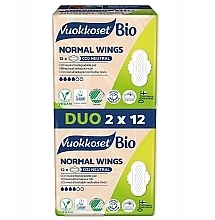 Прокладки гигиенические с крылышками, 24 шт - Vuokkoset 100% Bio Normal Wings Duo — фото N1