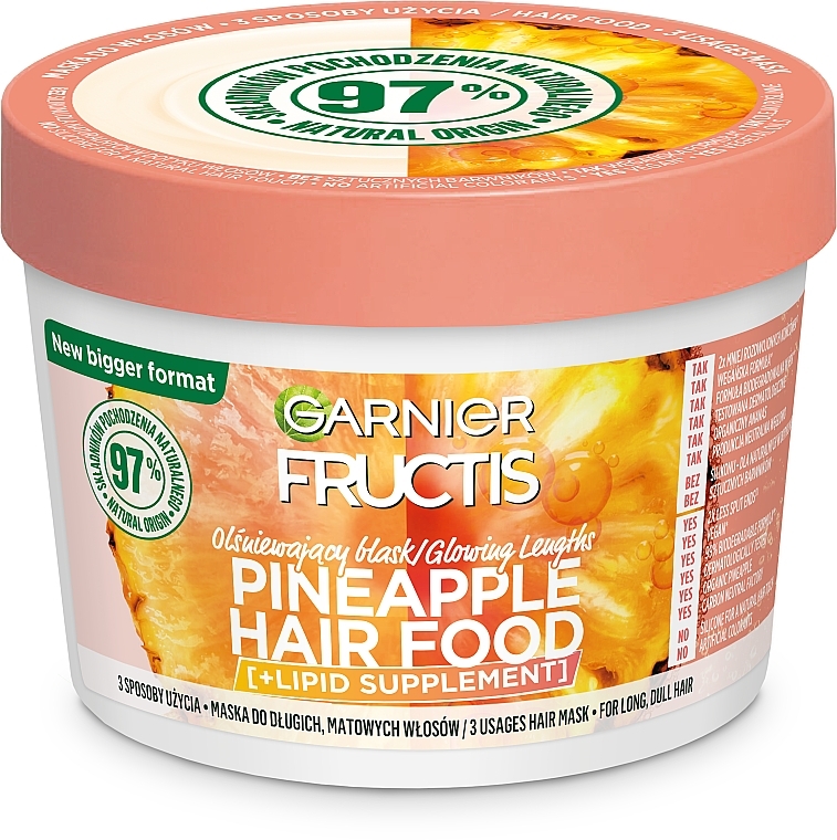Маска для длинных, тусклых волос "Ананас" - Garnier Fructis Hair Food Pineapple