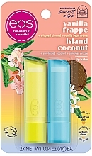 Набор "Кокосовая колада и ванильно-миндальный молочный коктейль" - EOS Island Coconut & Vanilla Frappe (lip/balm/2х4g) — фото N1