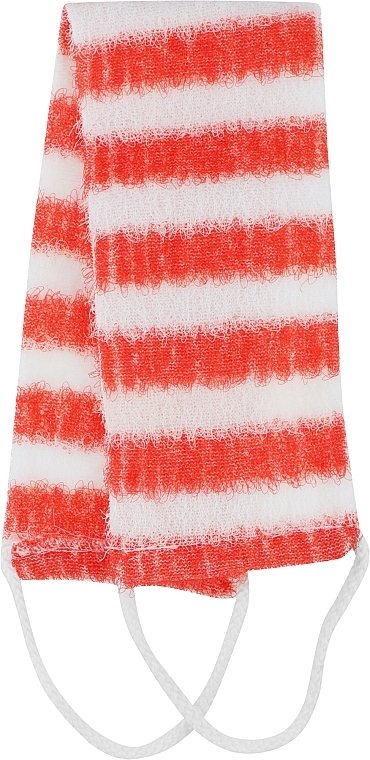  Мочалка-стрічка целюлітка з ручкою, червона - Bath Towel — фото N1