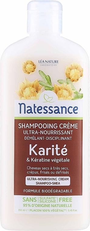 Шампунь для волос с маслом ши и растительным кератином - Natessance Ultra-Rich Shampoo Shea And Botanical Keratin — фото N1