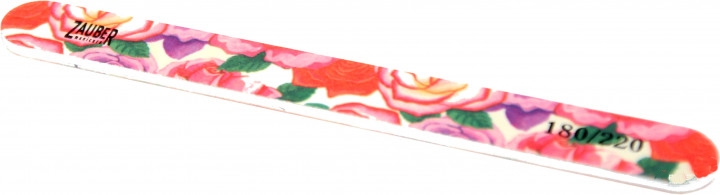 Пилка для ногтей узкая цветная, розы 180/220, 03-013B - Zauber — фото N1