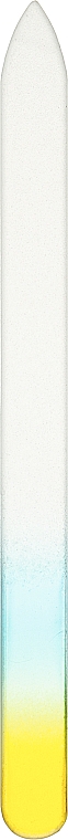 Пилочка для ногтей стеклянная с покрытием, 140х12х3 мм, желто-голубая - Baihe Hair