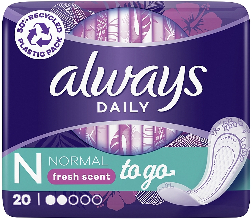 Ежедневные гигиенические прокладки, 20 шт. - Always Dailies Fresh Scent Singles To Go Panty Liners — фото N1