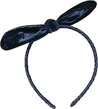 Велюровий обруч із бантом, темно-синій - Lolita Accessories — фото N1