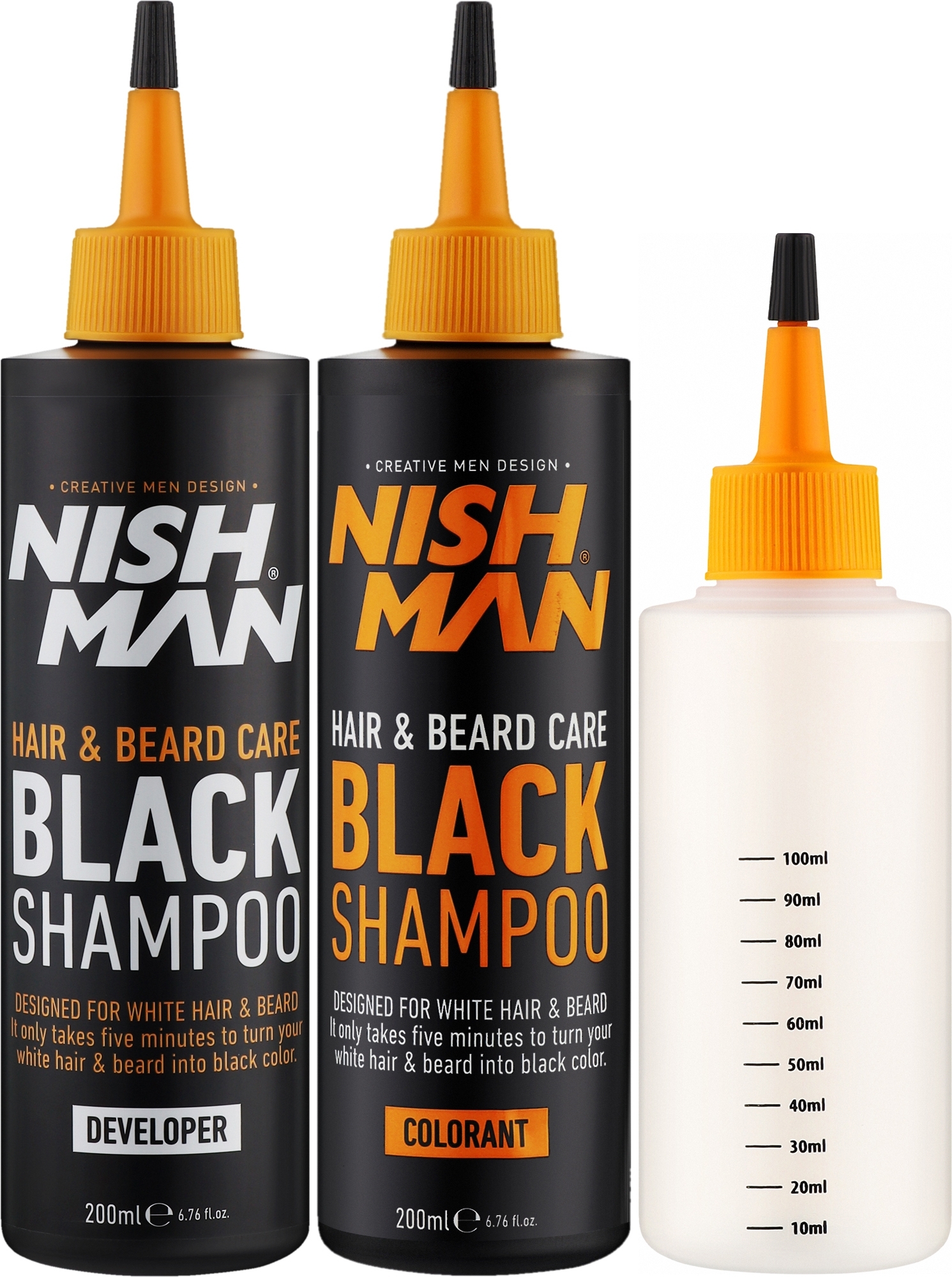 Шампунь для маскировки седины - Nishman Hair&Beard Care Black Shampoo Bundle — фото 2x200ml