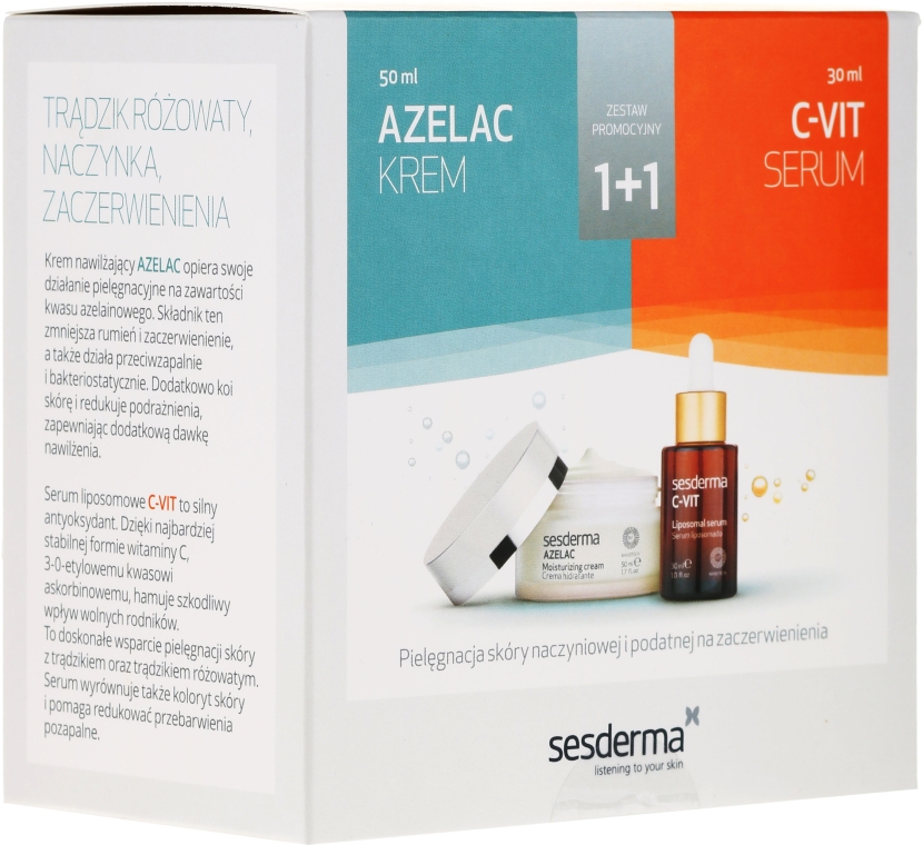 Набір - SesDerma Laboratories Azelac + C-Vit (cr/50ml + ser/30ml) — фото N1