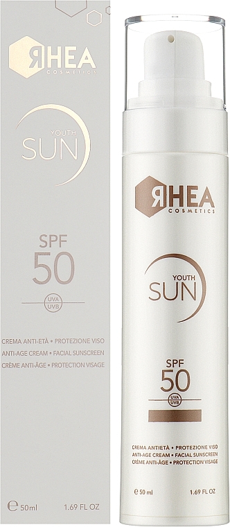 Антивозрастной солнцезащитный крем для лица - Rhea Cosmetics YouthSun SPF50 Anti-Age Cream Facial Sunscreen — фото N2