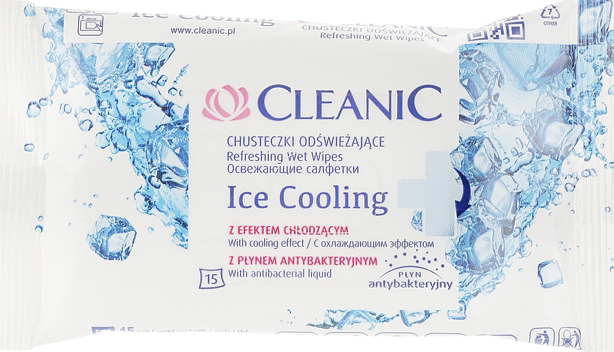 Освежающие салфетки, 15шт - Cleanic Ice Cooling Wipes — фото N1