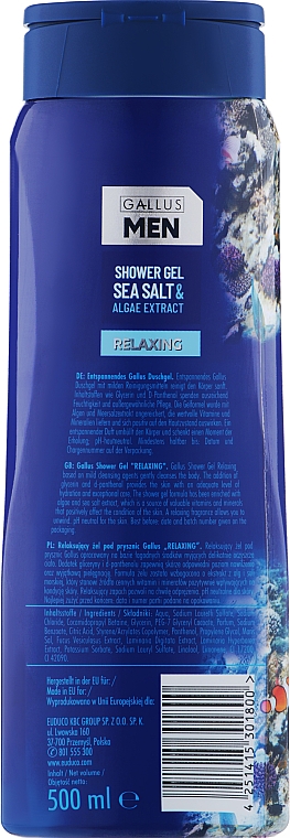 Гель для душу чоловічий "Морська сіль і екстракт водоростей"  - Gallus Men Sea Salt&Algae Extract Shower Gel — фото N2