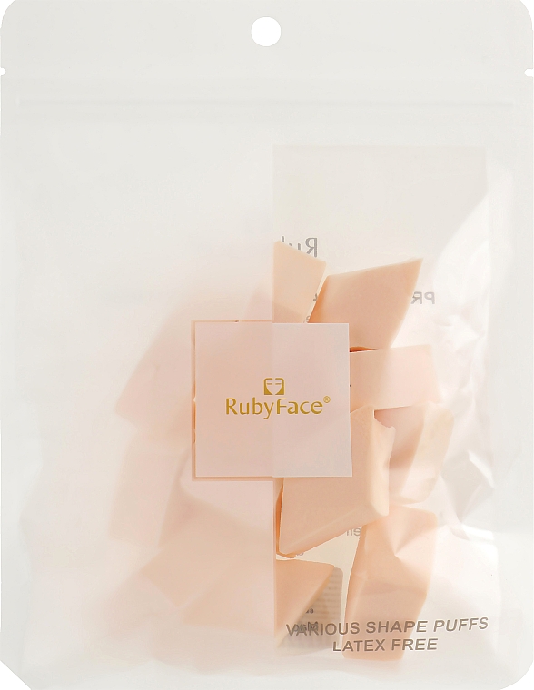 Набор спонжей для макияжа, 12 шт, бежевые - Ruby Face — фото N1