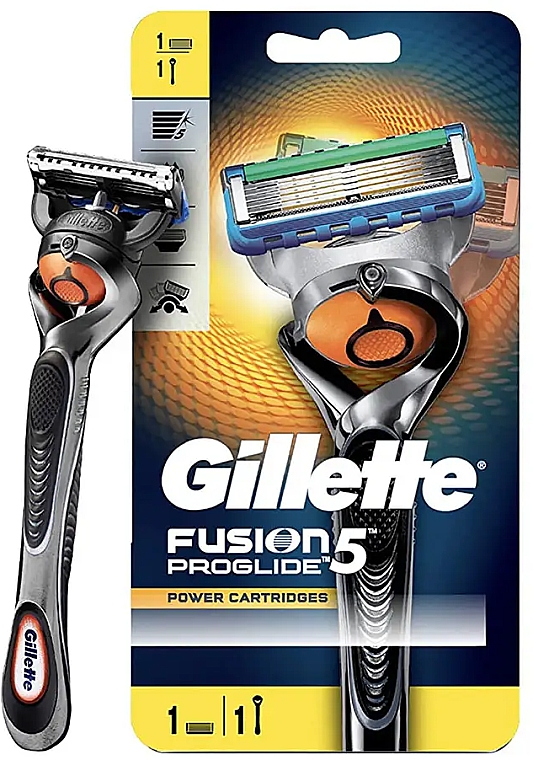 Бритва с 1 сменной кассетой и подставкой - Gillette Fusion 5 ProGlide Power Cartridges — фото N1