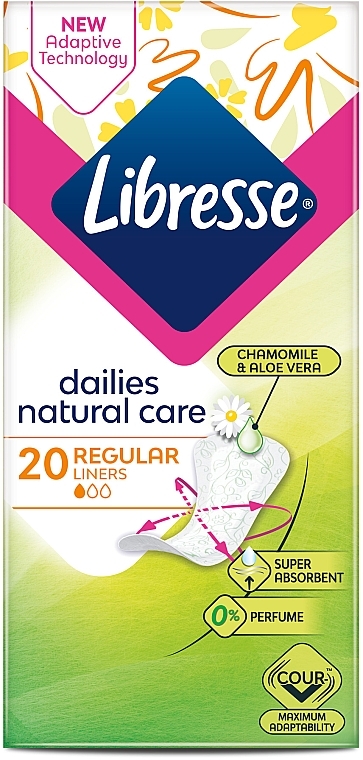 Ежедневные прокладки, 20 шт. - Libresse Natural Care Dailies Regular Liners — фото N2