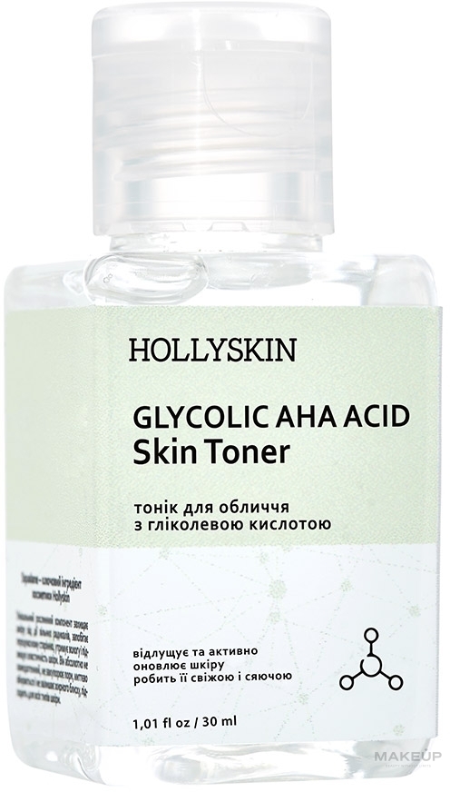 Тонер для лица с гликолевой кислотой - Hollyskin Glycolic AHA Acid Skin Toner — фото 30ml