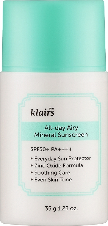 М’який мінеральний сонцезахисний крем - Klairs All-day Airy Mineral Sunscreen — фото N1