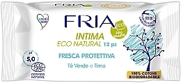 Салфетки для интимной гигиены "Зеленый чай и тимьян", 12 шт - Fria Intima Eco Natural Fresh Protective — фото N1