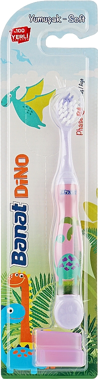 Детская зубная щетка, фиолетовая, мягкая - Banat Dino Toothbrush — фото N1