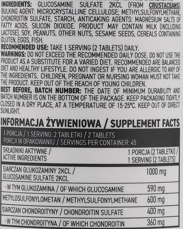 Глюкозамин, хондроитин и МСМ, в таблетках - OstroVit Glucosamine + MSM + Chondroitin — фото N3