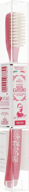 Зубна щітка 1905, середньої жорсткості, червона - Pasta Del Capitano — фото N1