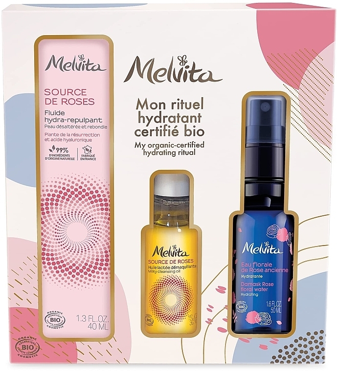 Набір - Melvita Source de Roses (f/spray/50ml + clean/oil/30ml + f/fluid/40ml) — фото N1