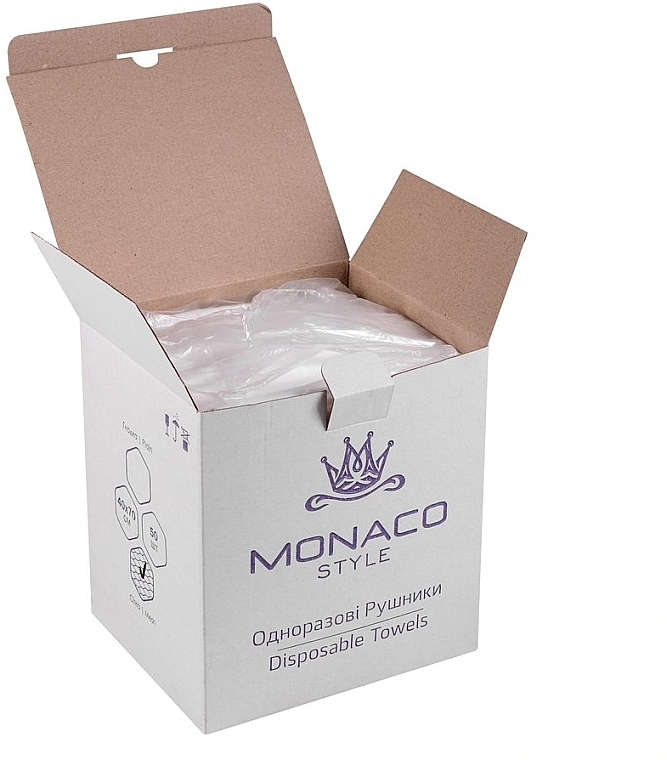Полотенца одноразовые, 40см х 70см, сложенные, сетка, 50 шт - Monaco Style — фото N3