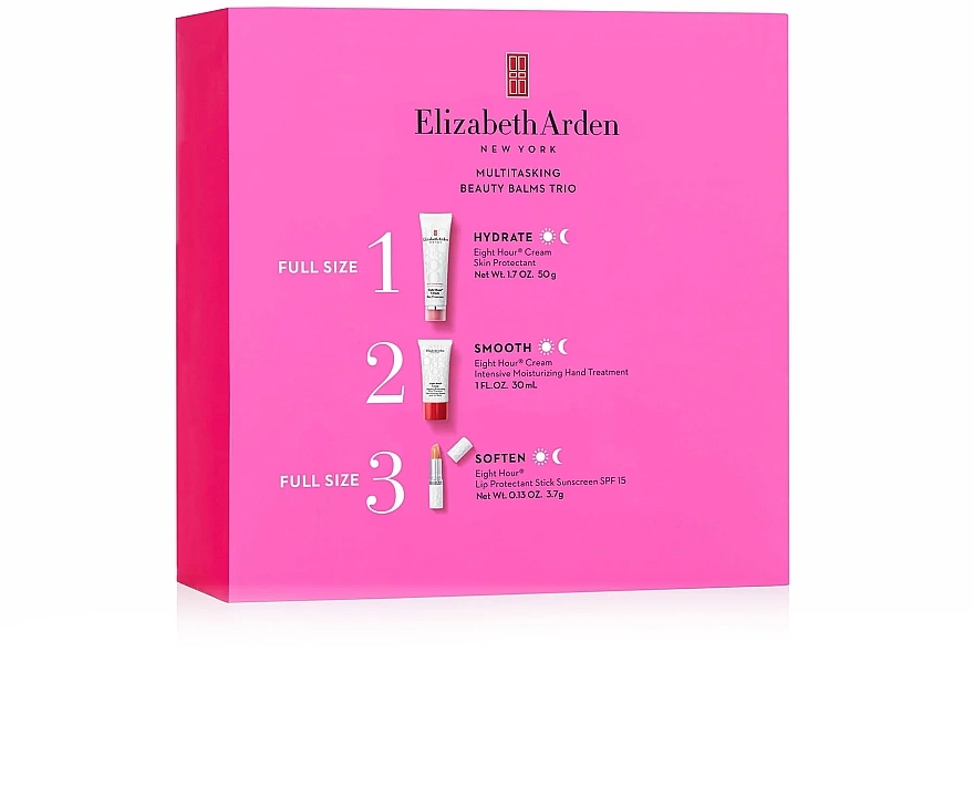 Набір - Elizabeth Arden Eight Hour Nourishing Skin Essentials (b/cr/50ml + h/cr/30ml + lip/balm/3,7g) — фото N2