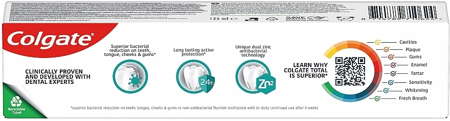 Зубная паста Тотал "Долговременная свежесть" комплексная антибактериальная - Colgate Total — фото N5