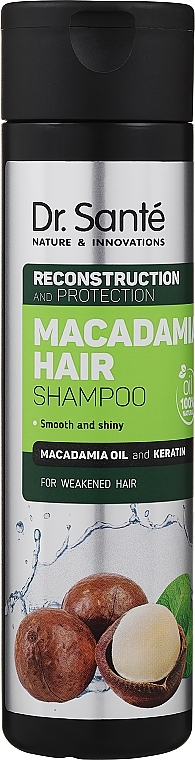 Шампунь для волос "Восстановление и Защита" с маслом макадамии и кератином - Dr. Sante Macadamia Hair