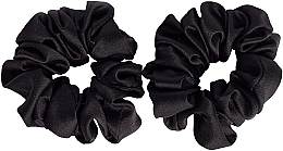 Набір резинок з натурального шовку, розмір M, чорний - de Lure Scrunchie Set — фото N1