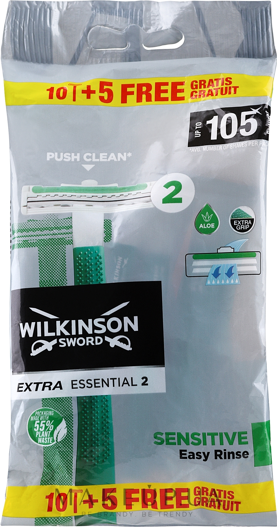 Одноразовые бритвы, 15 шт - Wilkinson Sword Extra Essential 2 Sensitive — фото 15шт
