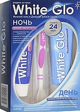 Набор с сиреневой зубной щеткой - White Glo Night & Day Toothpaste (t/paste/65ml + t/gel/65ml + toothbrush) — фото N1