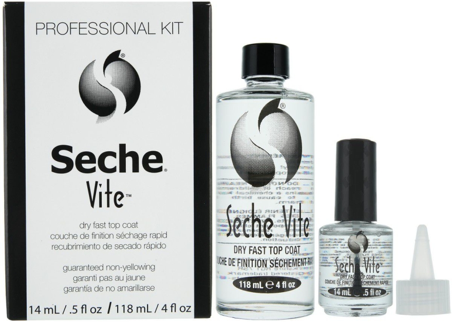 Набор быстросохнущего покрытия - Seche Vite Top Coat Professional Kit (Top Coat/118ml + Top Coat/14ml)