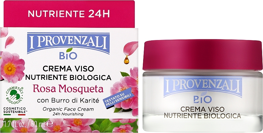 Живильний крем для обличчя - I Provenzali Rosa Mosqueta Organic Face Cream 24H — фото N2