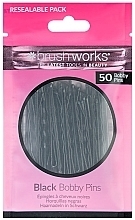 Заколки-невидимки для волос, черные - Brushworks Black Bobby Pins — фото N1