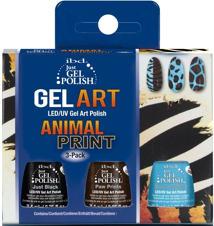 Набір - IBD Just Gel Polish Animal Print Gel Art(nail/lacquer/7,4ml x 3) — фото N1