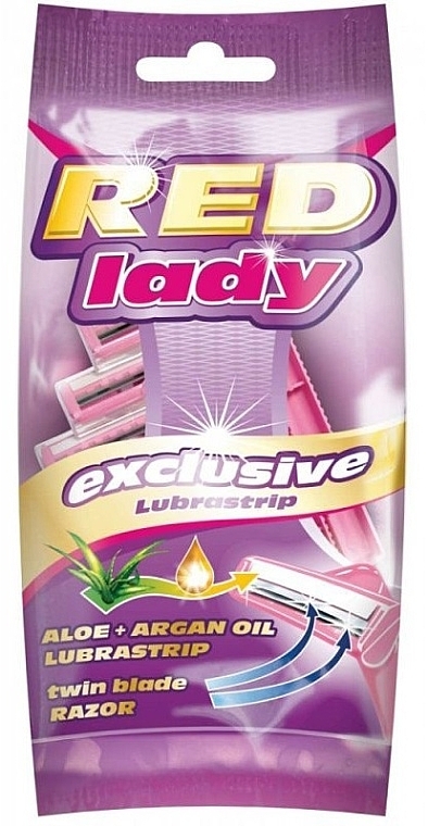 Одноразовий жіночий станок для гоління, 5 шт. - Mattes Red Lady Exclusive — фото N1