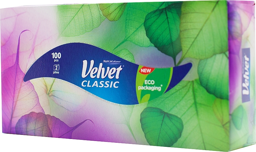 Салфетки в коробке двухслойные "Classic", 100 шт., листья - Velvet — фото N1