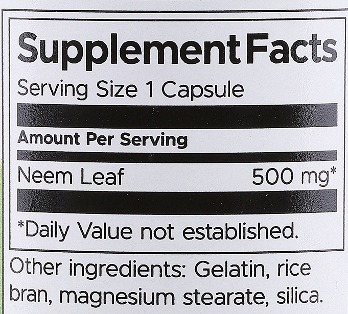 Трав'яна добавка "Листя німу" - Swanson Neem Leaf 500 mg — фото N3