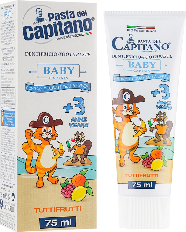Детская Зубная паста 3+ "Тутти-Фрутти" со вкусом фруктов - Pasta del Capitano