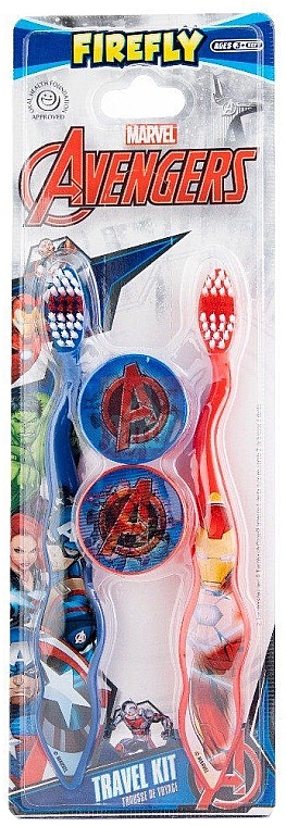 Набір дитячих зубних щіток із ковпачками, 2 шт. - Firefly Marvel Avengers Twin Pack Toothbrush & Cap — фото N1