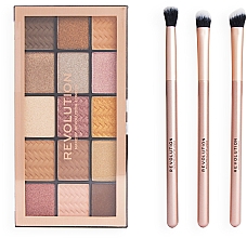 Набор - Makeup Revolution Glam Eyes Makeup Gift Set (sh palette/16.5g + brush/3pcs) — фото N2