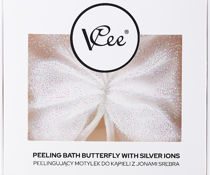 Мочалка для пилинга с ионами серебра - VCee Peeling Bath Butterfly With Silver Ions — фото N1