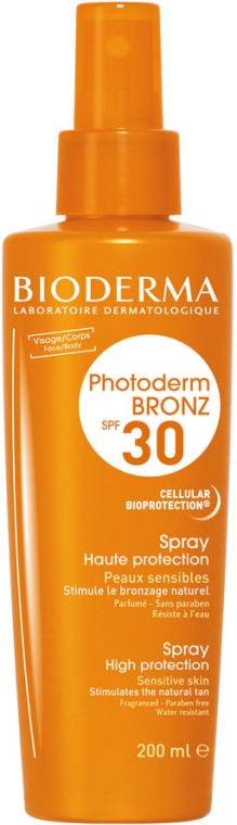 Сонцезахисний спрей для чутливої шкіри - Bioderma Photoderm Bronz SPF30 Protection Spray — фото N1