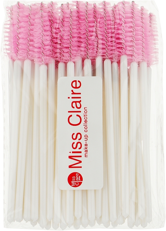 Одноразовые щеточки для ресниц и бровей, бело-розовые - Miss Claire