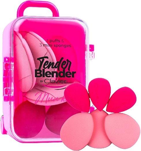 Мінінабір спонжів для макіяжу, рожевий, 6 шт. - Clavier Tender Blender Mua Kit — фото N1