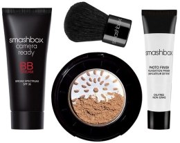 Духи, Парфюмерия, косметика Набор - Smashbox Try It Kit (Halo + BB) Light/Medium (cr/15ml + pow/3,4g + pr/7,1ml + brush)