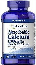 Харчова добавка "Кальцій з вітаміном D3" - Puritan's Pride Absorbable Calcium 1200 mg Plus Vitamin D3 2,5 mg — фото N1