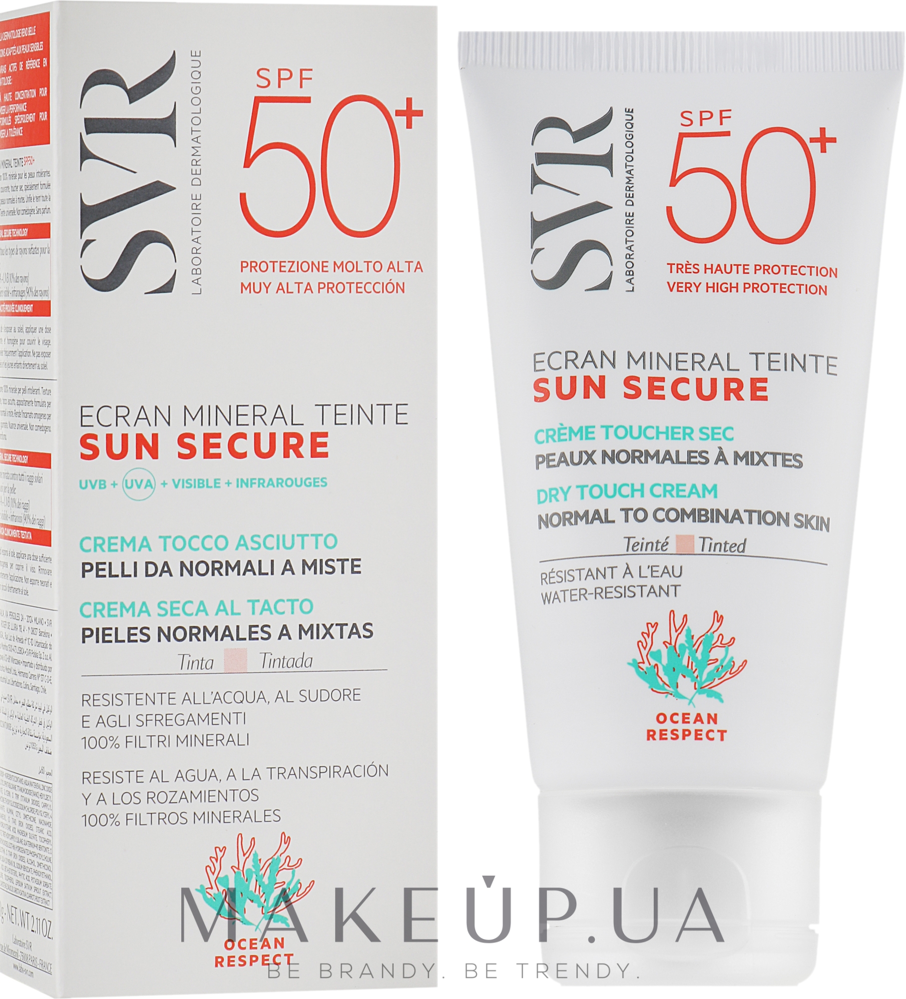 Сонцезахисний крем з тоном для нормальної та комбінованої шкіри - SVR Sun Secure Ecran Mineral Teinte Cream SPF50+ — фото 60g