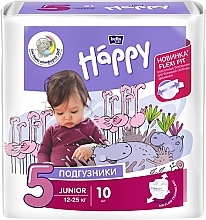 Парфумерія, косметика Дитячі підгузки 12-25 кг, розмір 5, 10 шт. - Bella Baby Happy Junior